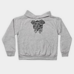 Elephant Zentangle - White Kids Hoodie